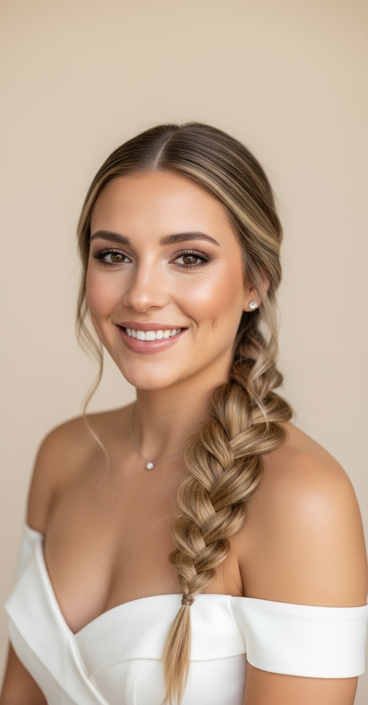 After Fishtail Braid Wedding Hair